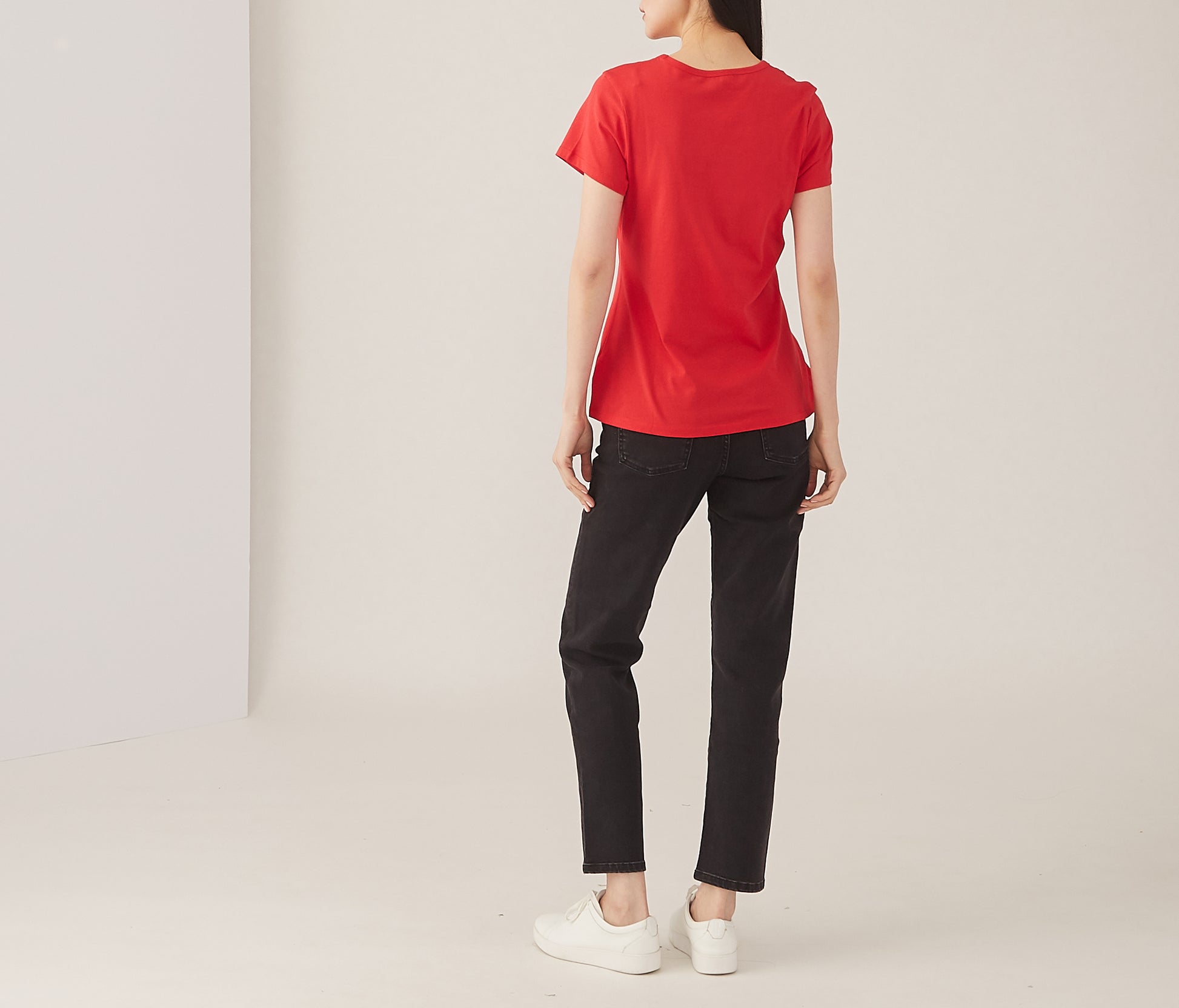Best Essential T-Shirt with Embroidered Quatrefoil - Red Pink Tartan
