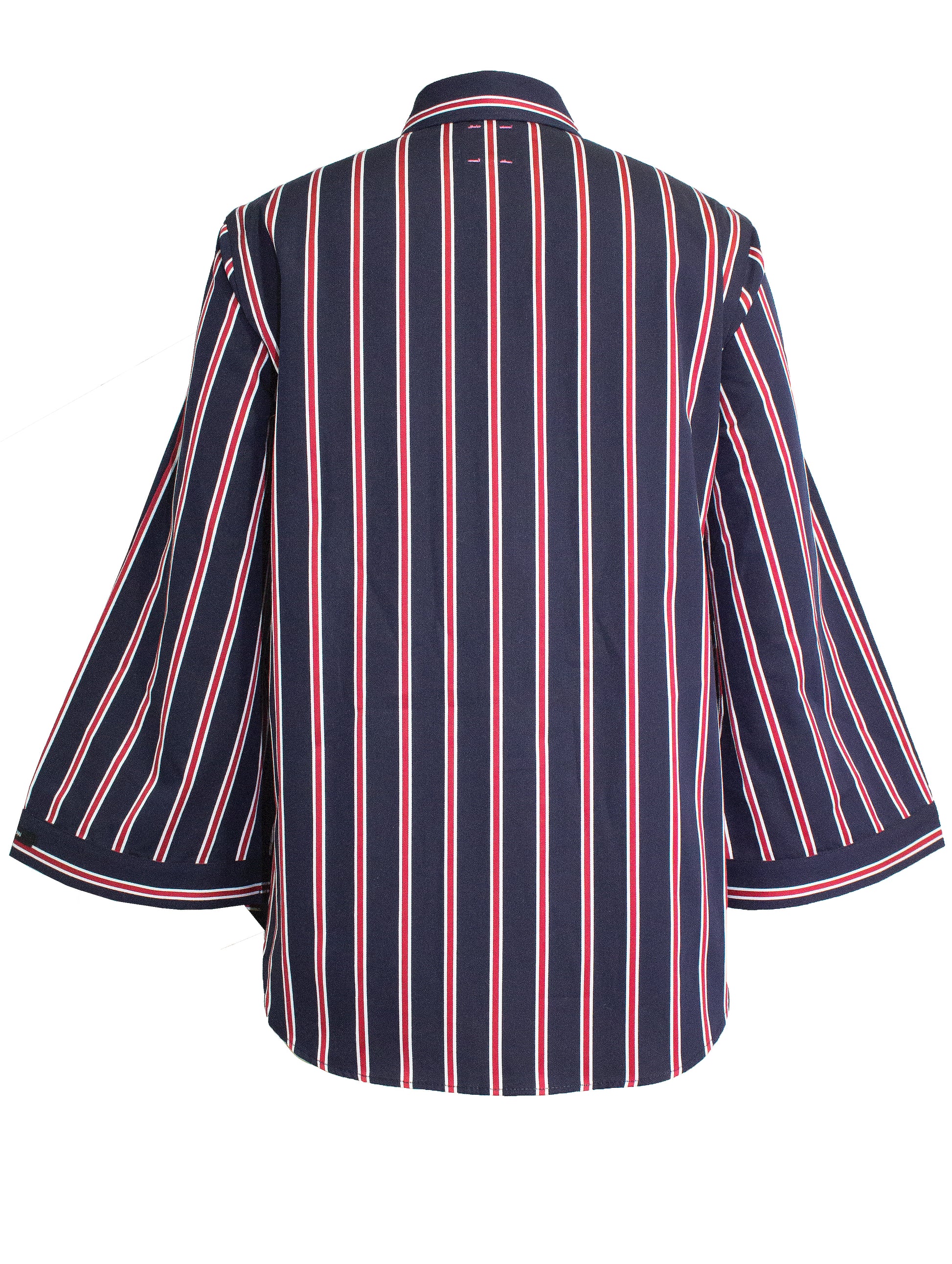 Bell Sleeve Shirt 3/4 Sleeve - Navy/Red Pink Tartan