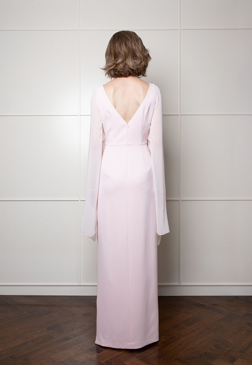 Sheer Cape Gown Dress - Pink Pink Tartan