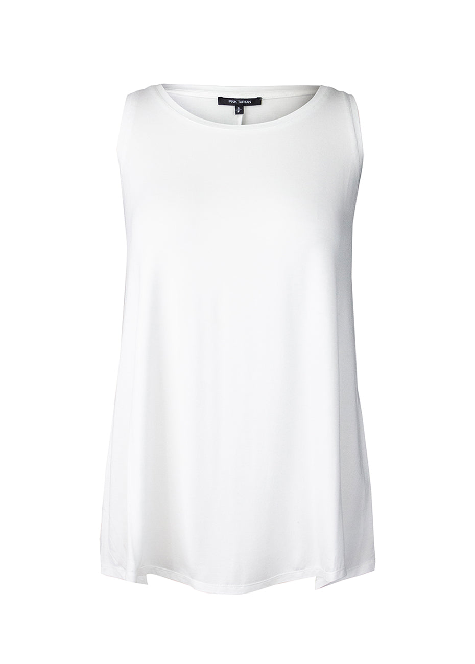 Tank A-Line Drape - Off-White Pink Tartan