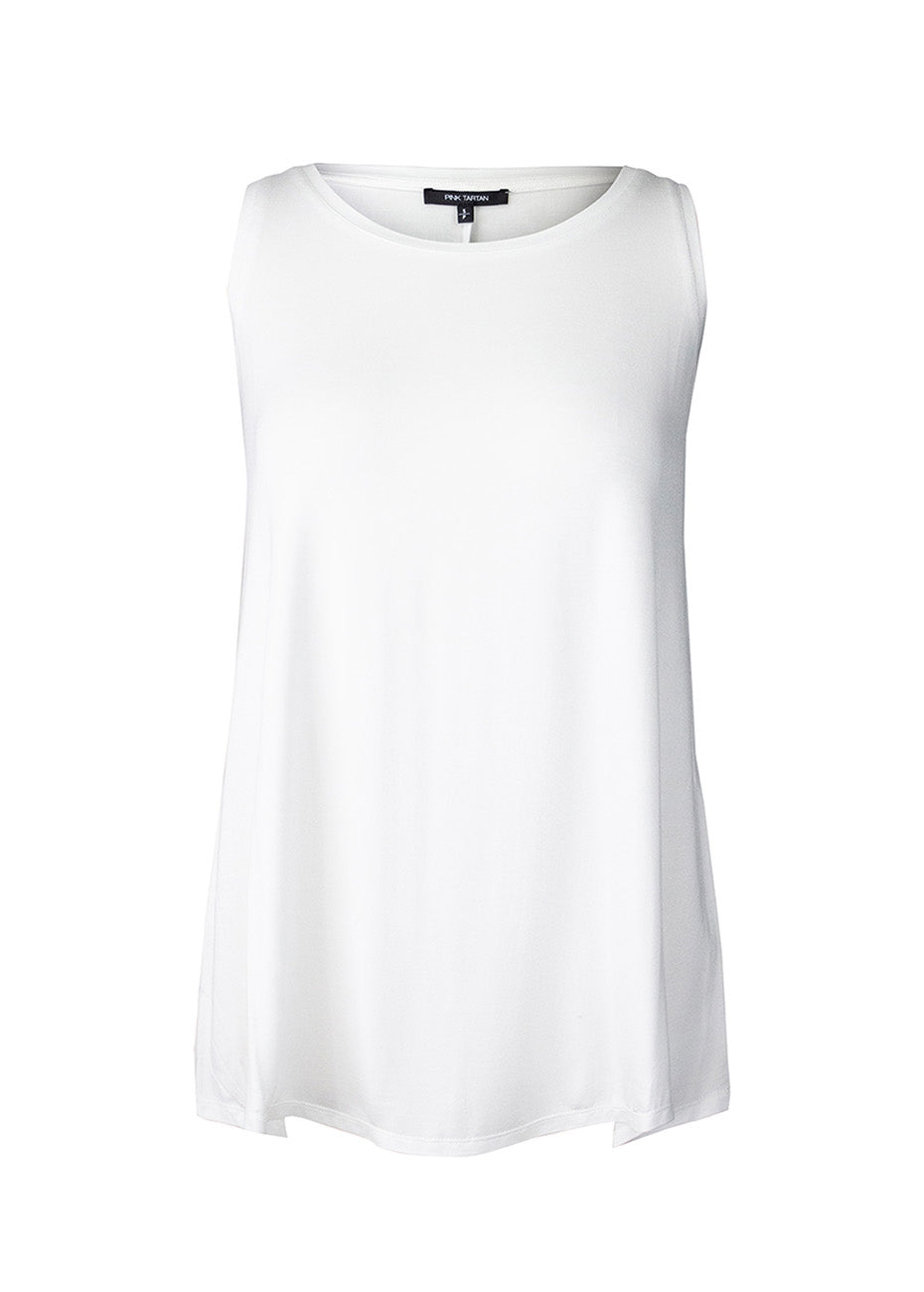 Tank A-Line Drape - Off-White Pink Tartan