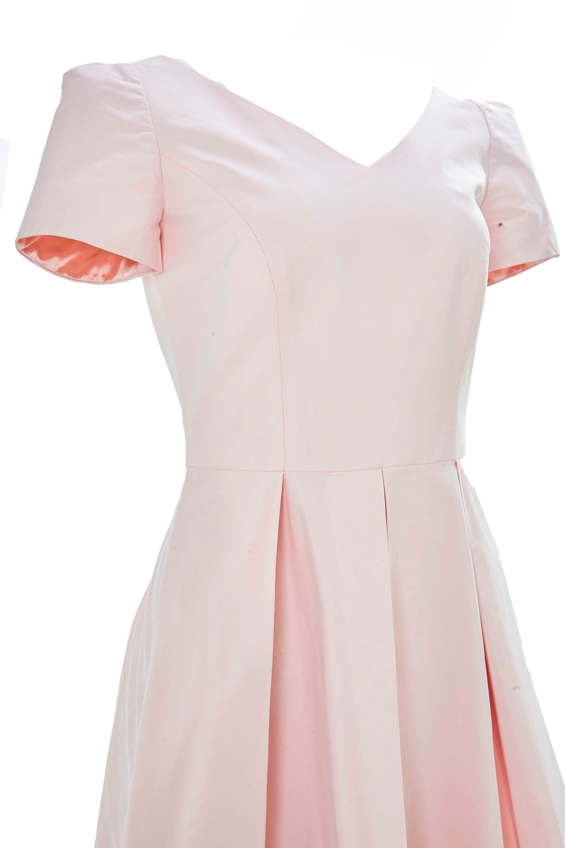 Taffeta V-Neck Short Sleeve Gown - Pink Pink Tartan