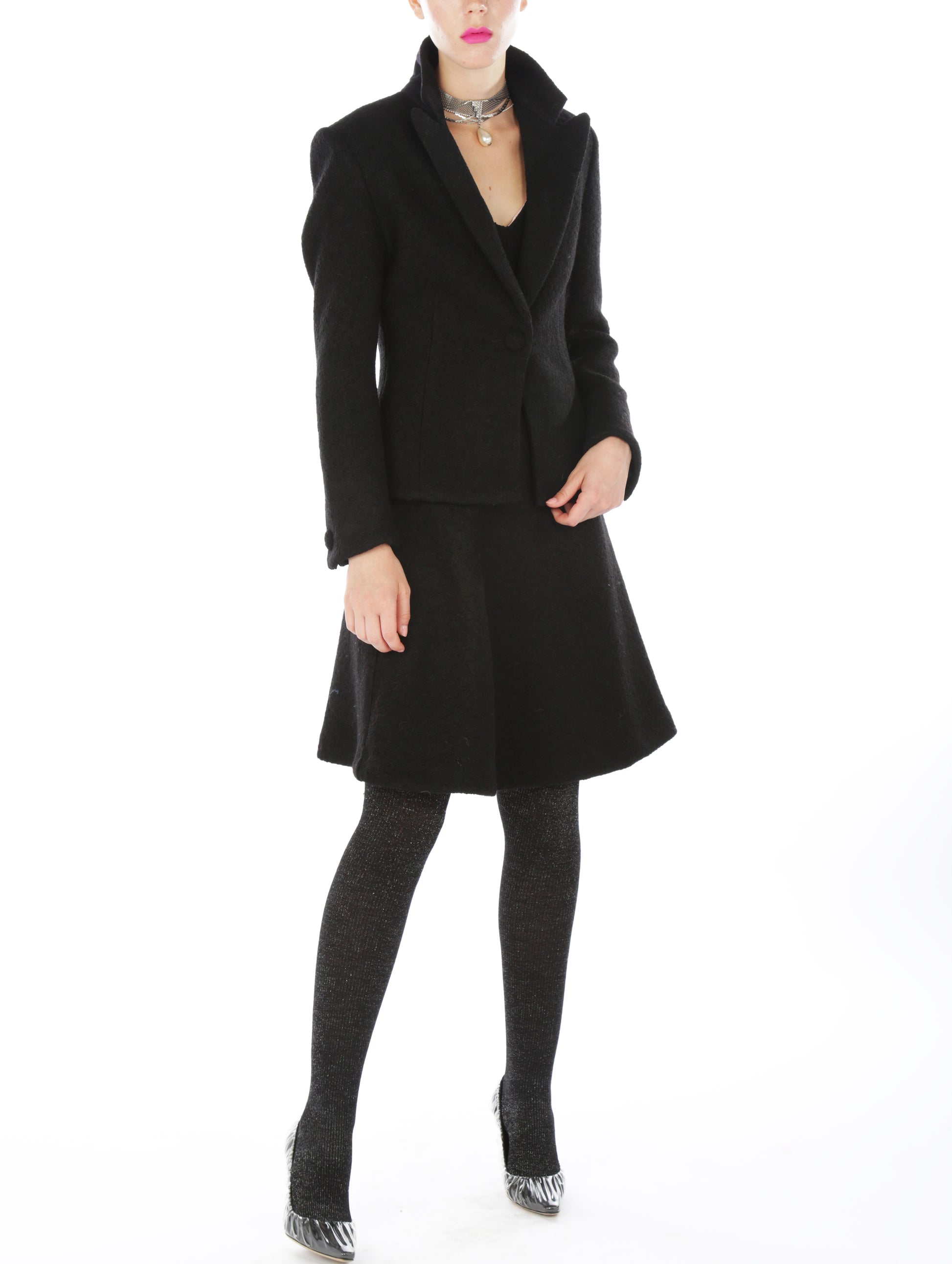 Boucle Jacket - Black Pink Tartan