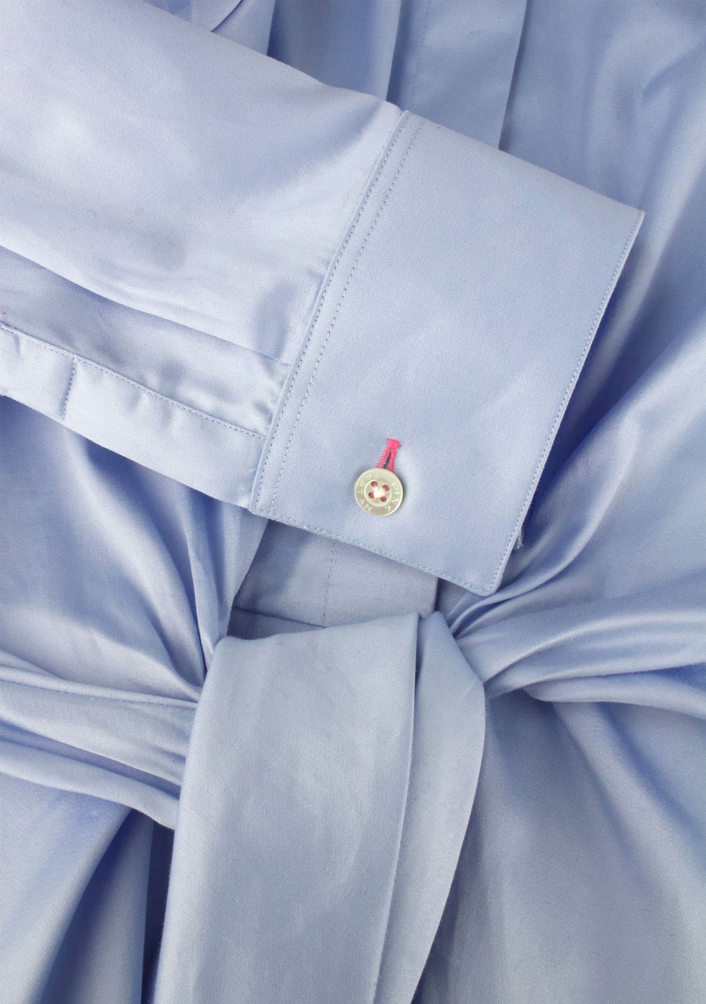 Self Tie Shirt - Light Blue Pink Tartan