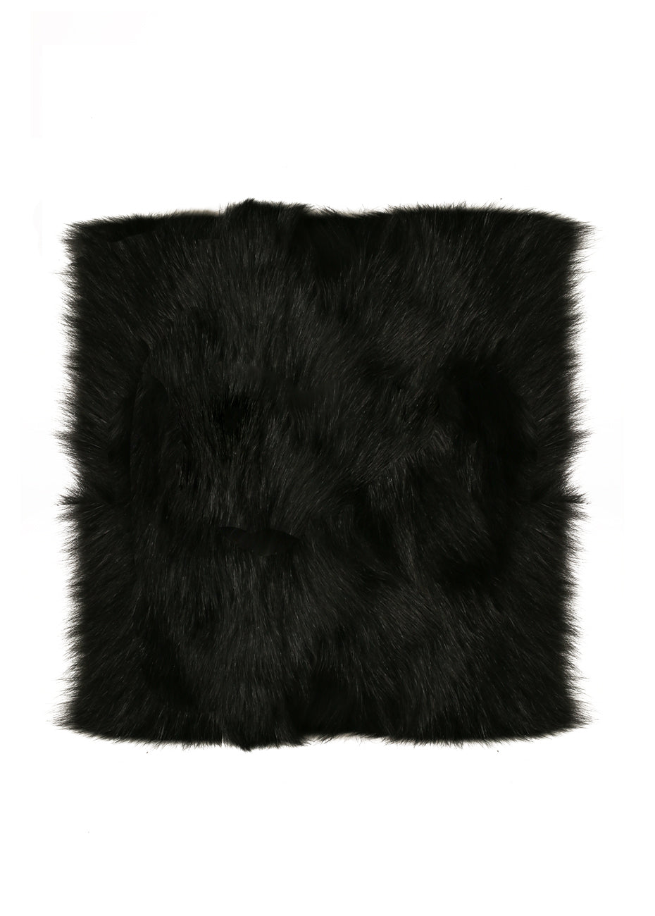 Recycled Fur Pillow - Black Pink Tartan