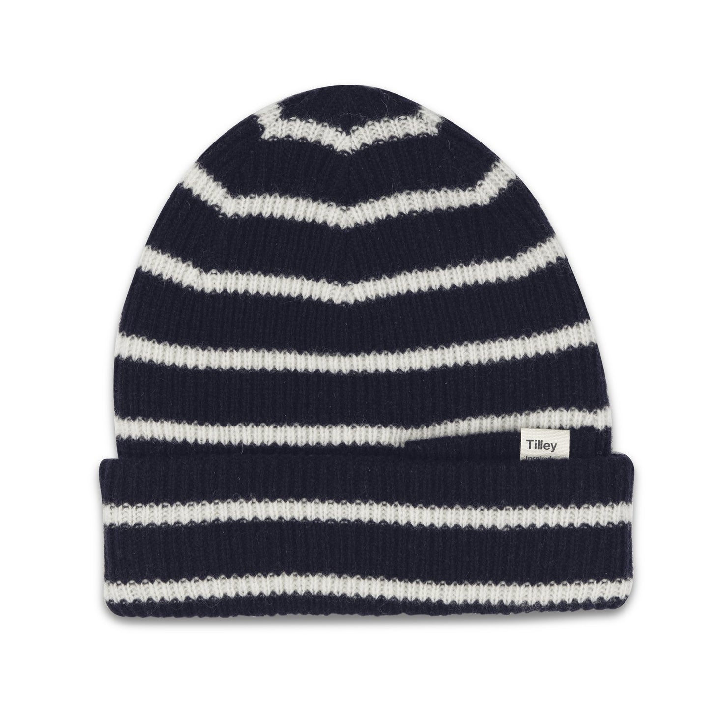 Beanie Merino Stripe - Navy/White Pink Tartan