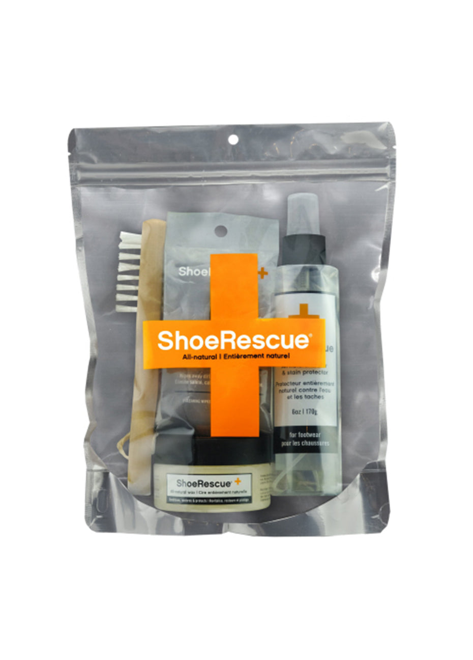 Shoe Ensemble Kit: Protector Spray, Wax, 5 Cloth Wipes, Suede Brush Pink Tartan