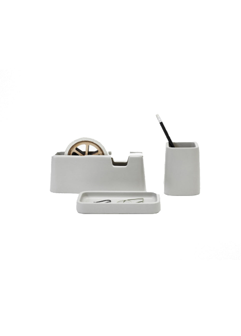 Concrete Desk Set - Charcoal Pink Tartan