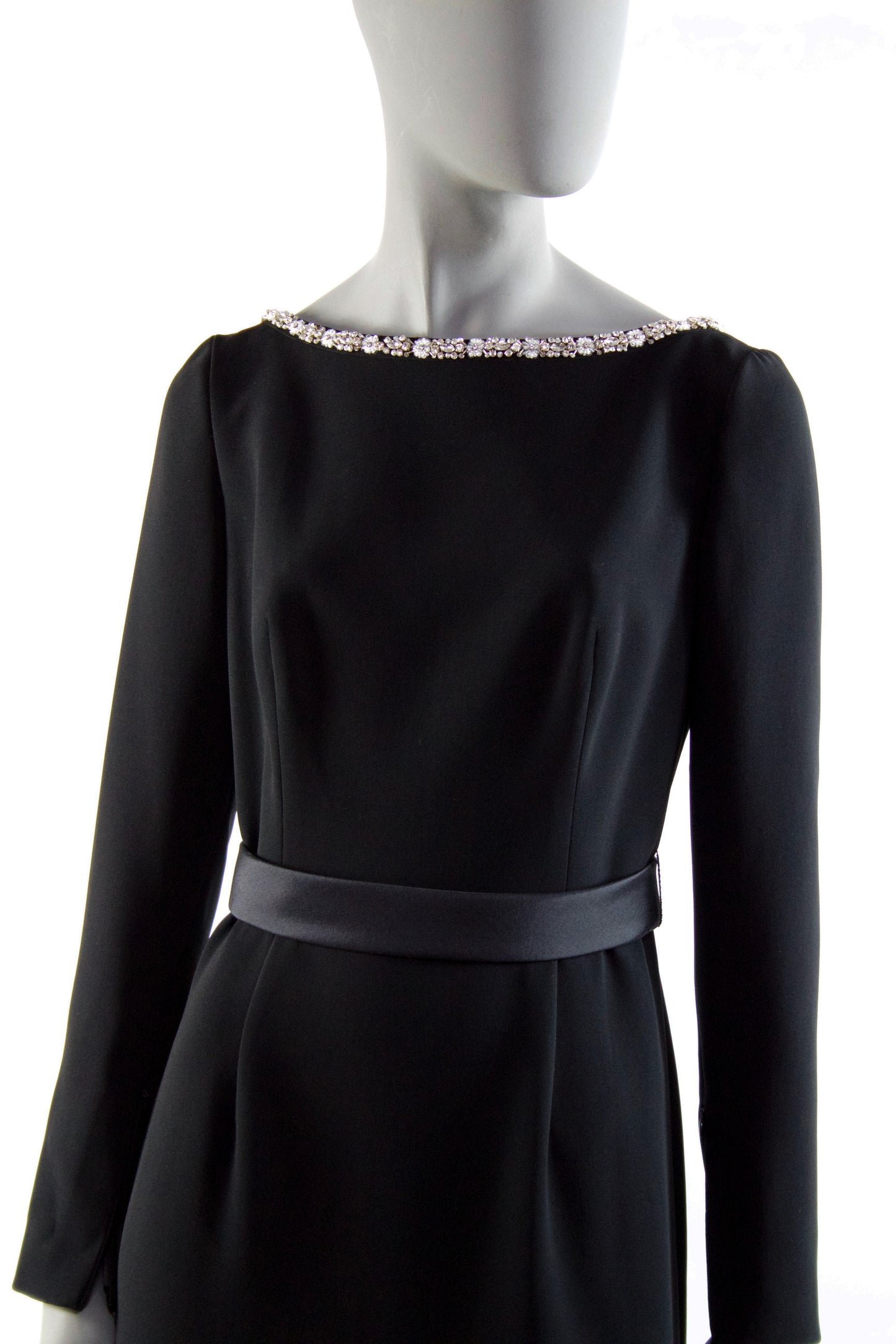 Long Sleeve Jewelled Gown - Black Pink Tartan