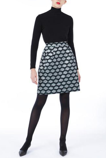Jacquard Skirt - Black & Silver Pink Tartan