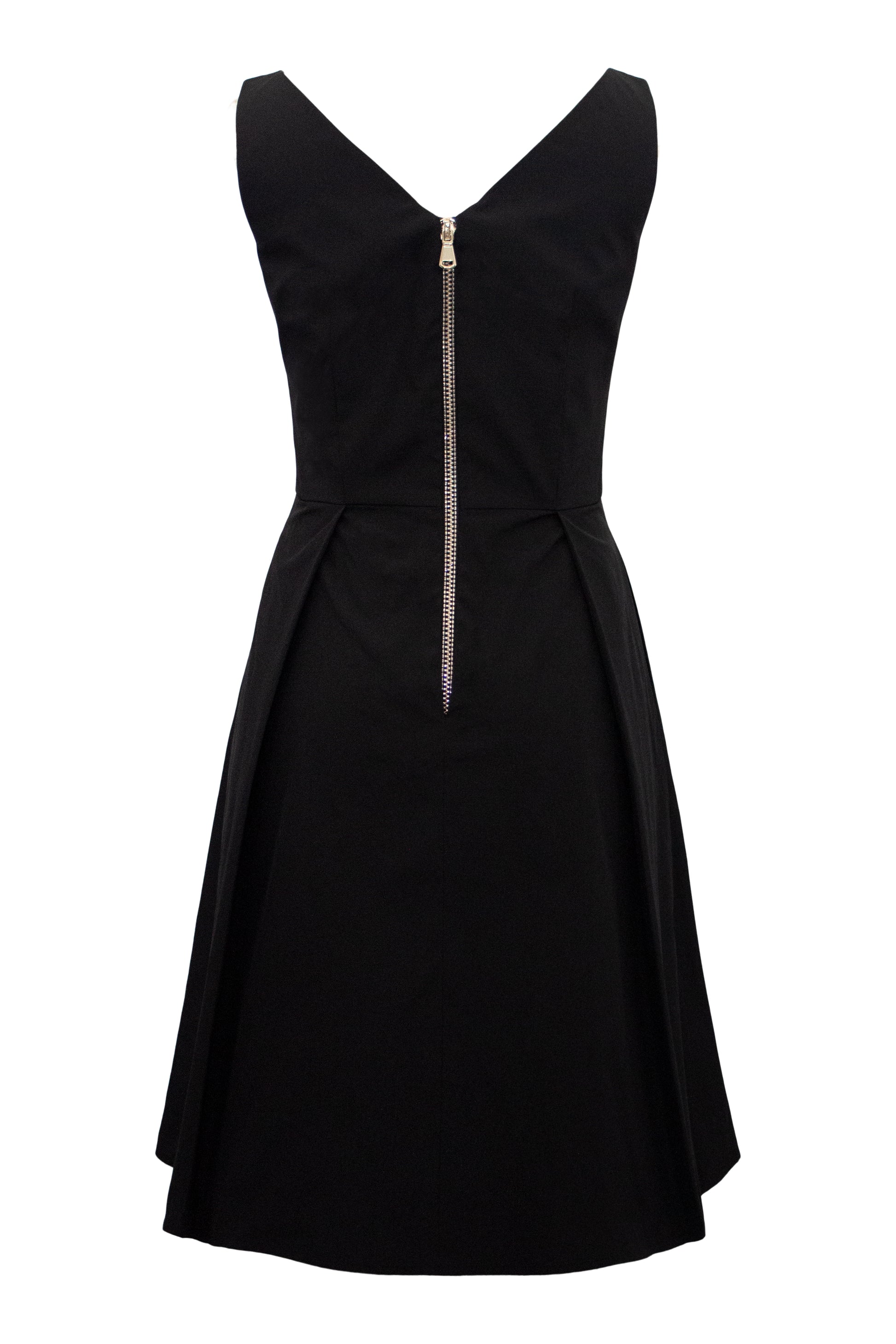 Taffeta V-Neck Cocktail Dress - Black Pink Tartan