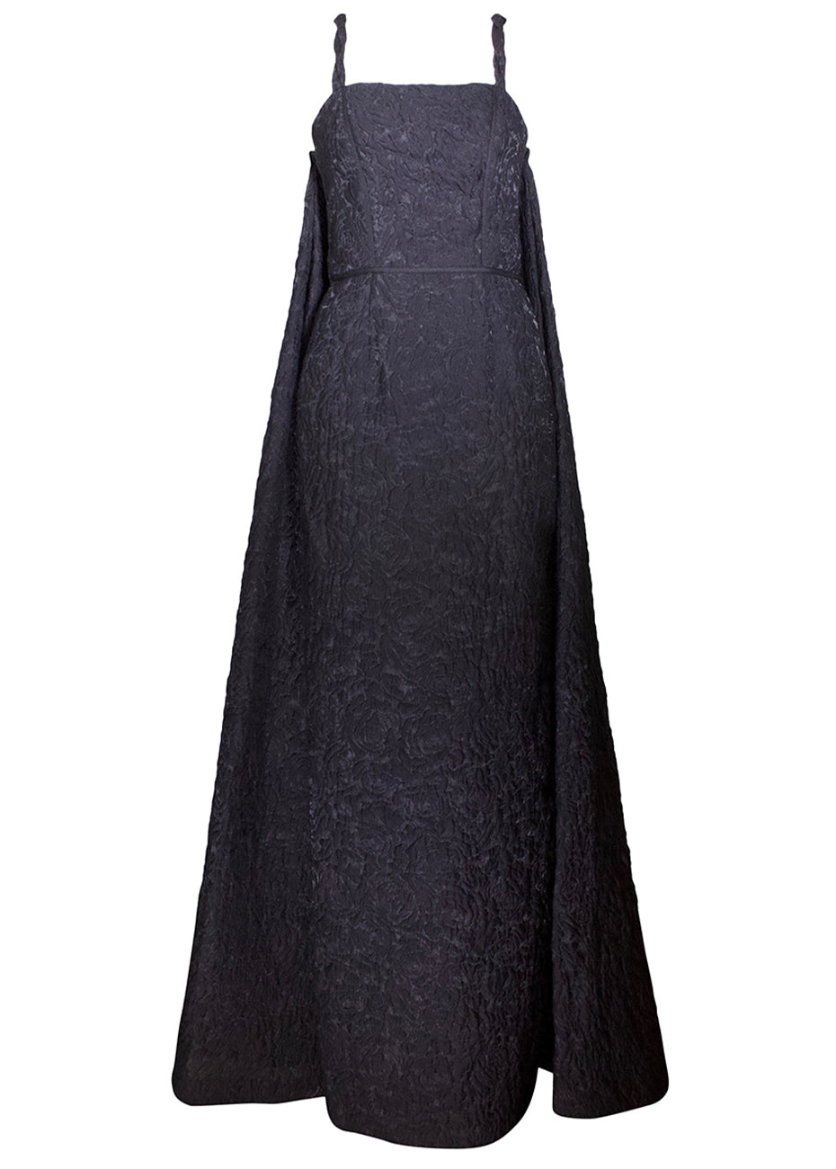 Kim Column Cape Gown - Black Pink Tartan