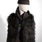 Mongolian Fur Vest - Black Pink Tartan