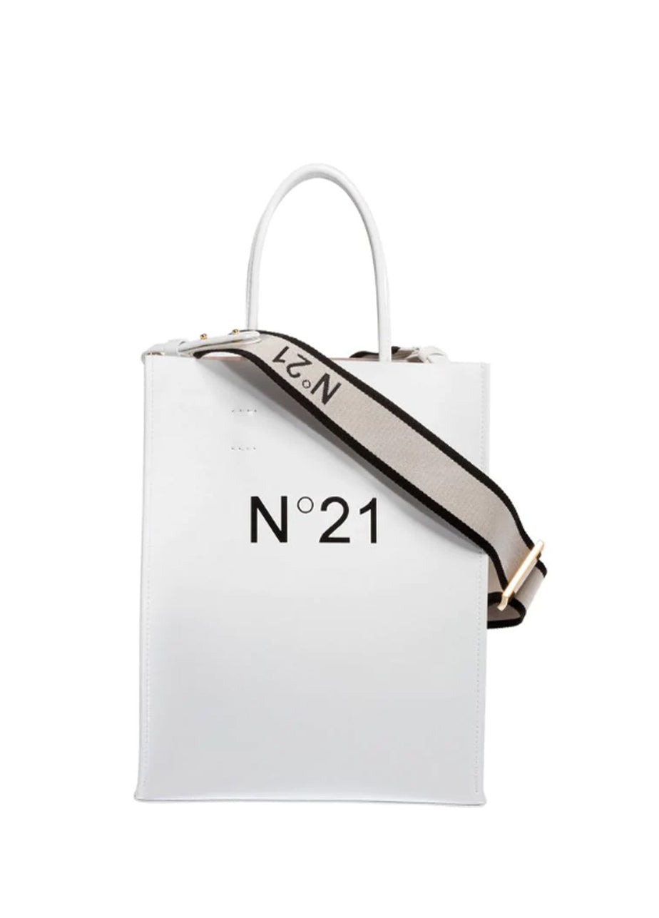 N21 Shopping Bag / Logo Tote - White Pink Tartan