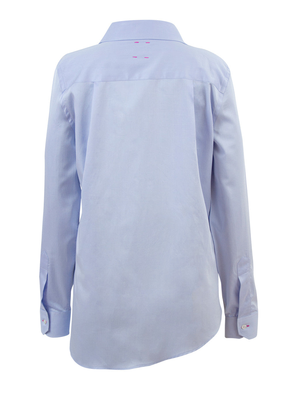 PINK TARTAN - French Blue Asymmetric Tailored Shirt – Pink Tartan