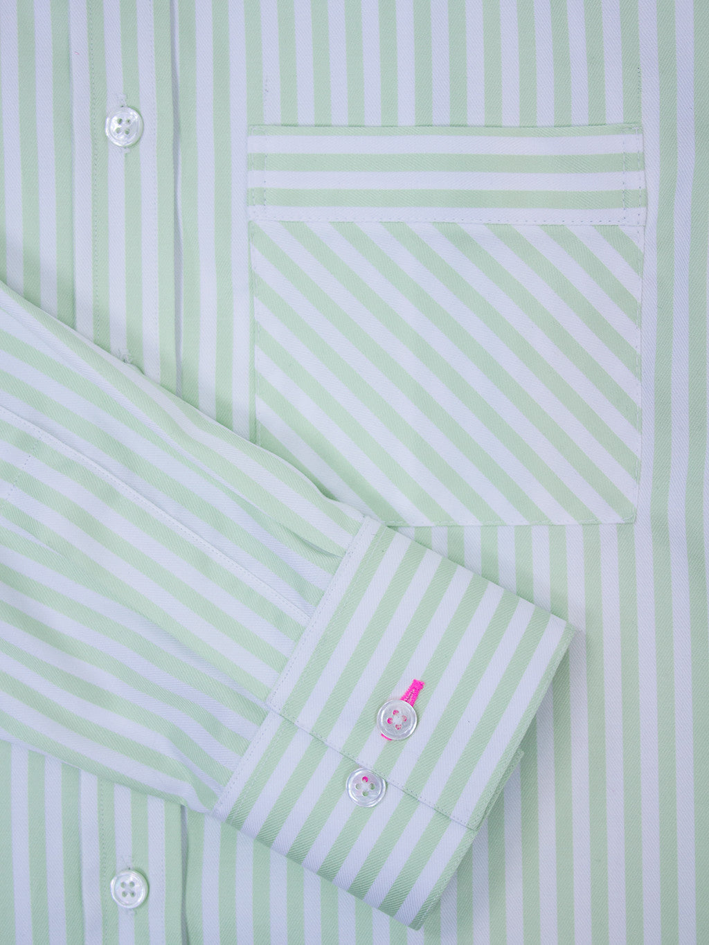 Herringbone Stripe Shirt - Green Pink Tartan
