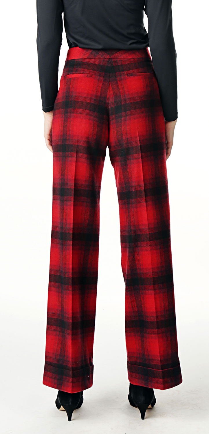 Flannel Pant - Red & Black Check Pink Tartan