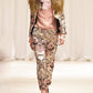 Mongolian Fur Collar - Camel Pink Tartan