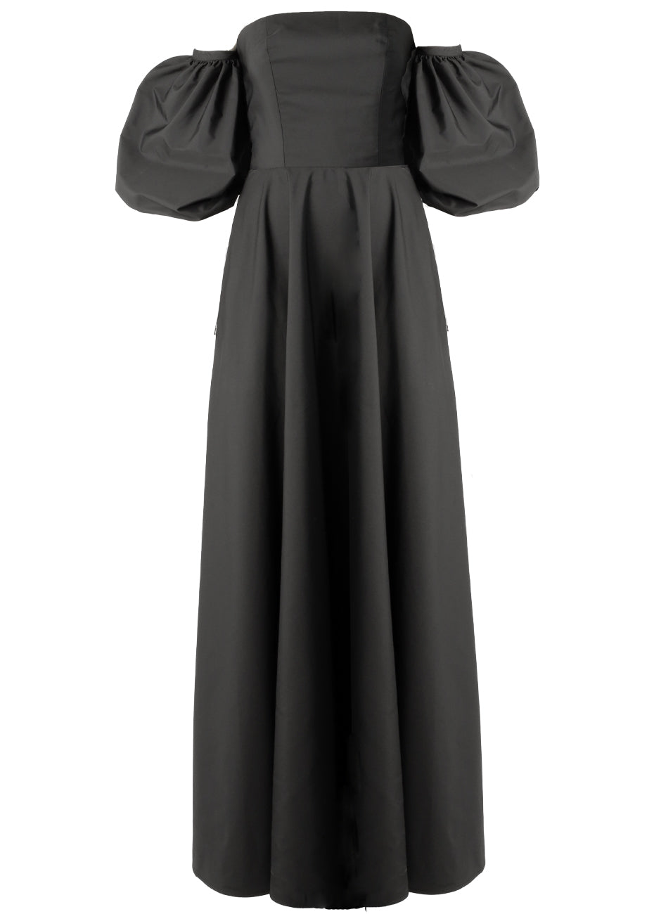 Taffeta Removable Sleeve Gown - Black Pink Tartan