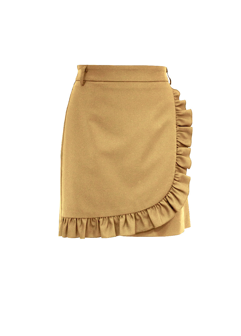 Tan ruffle outlet skirt