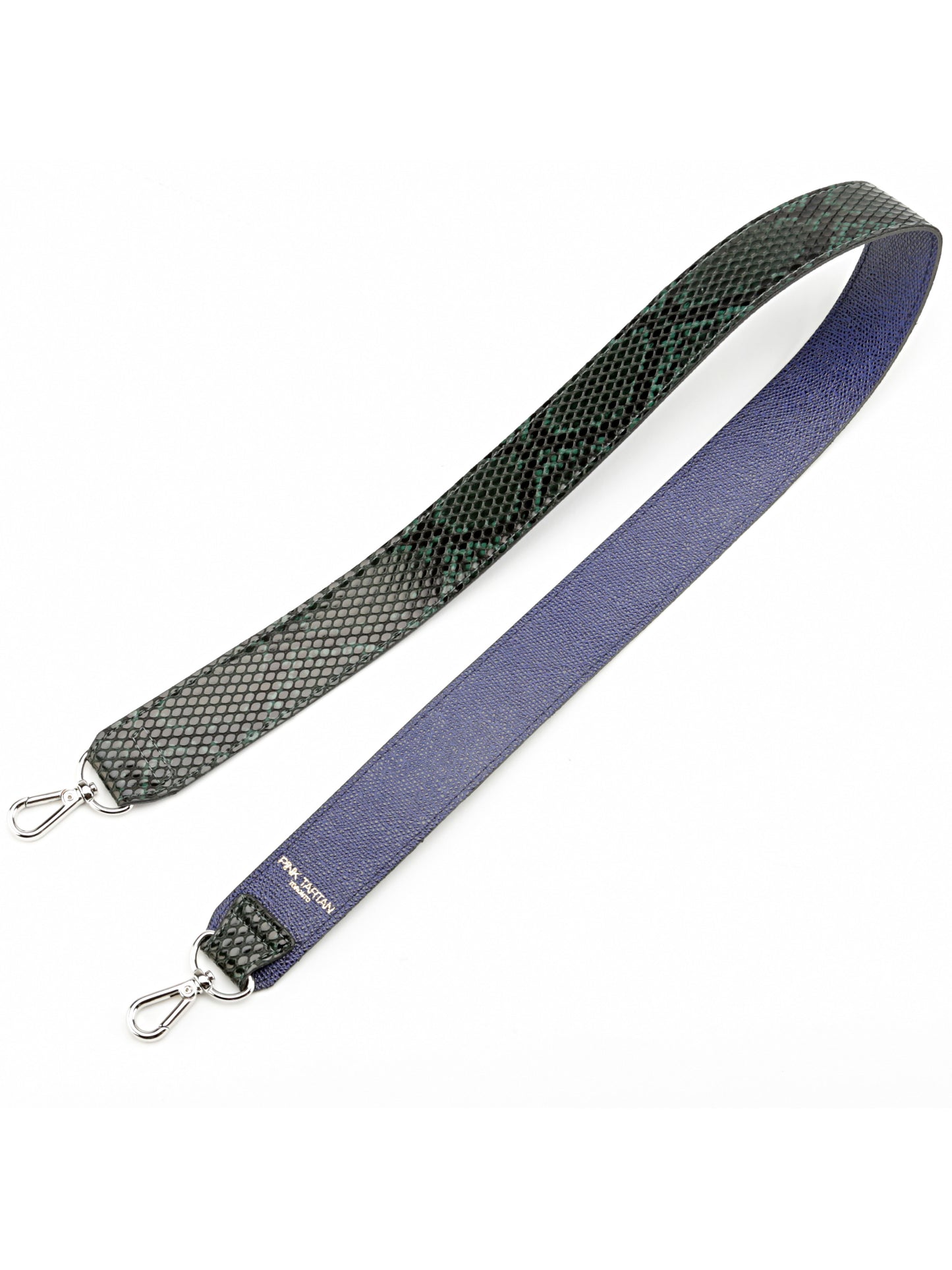 Vegan Leather Purse Strap - Blue Pink Tartan