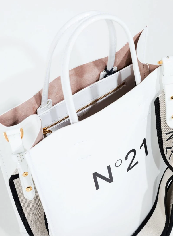 N21 Shopping Bag / Logo Tote - White Pink Tartan