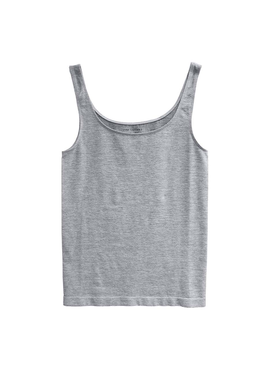 Seamless Luxe Tank - Grey Pink Tartan