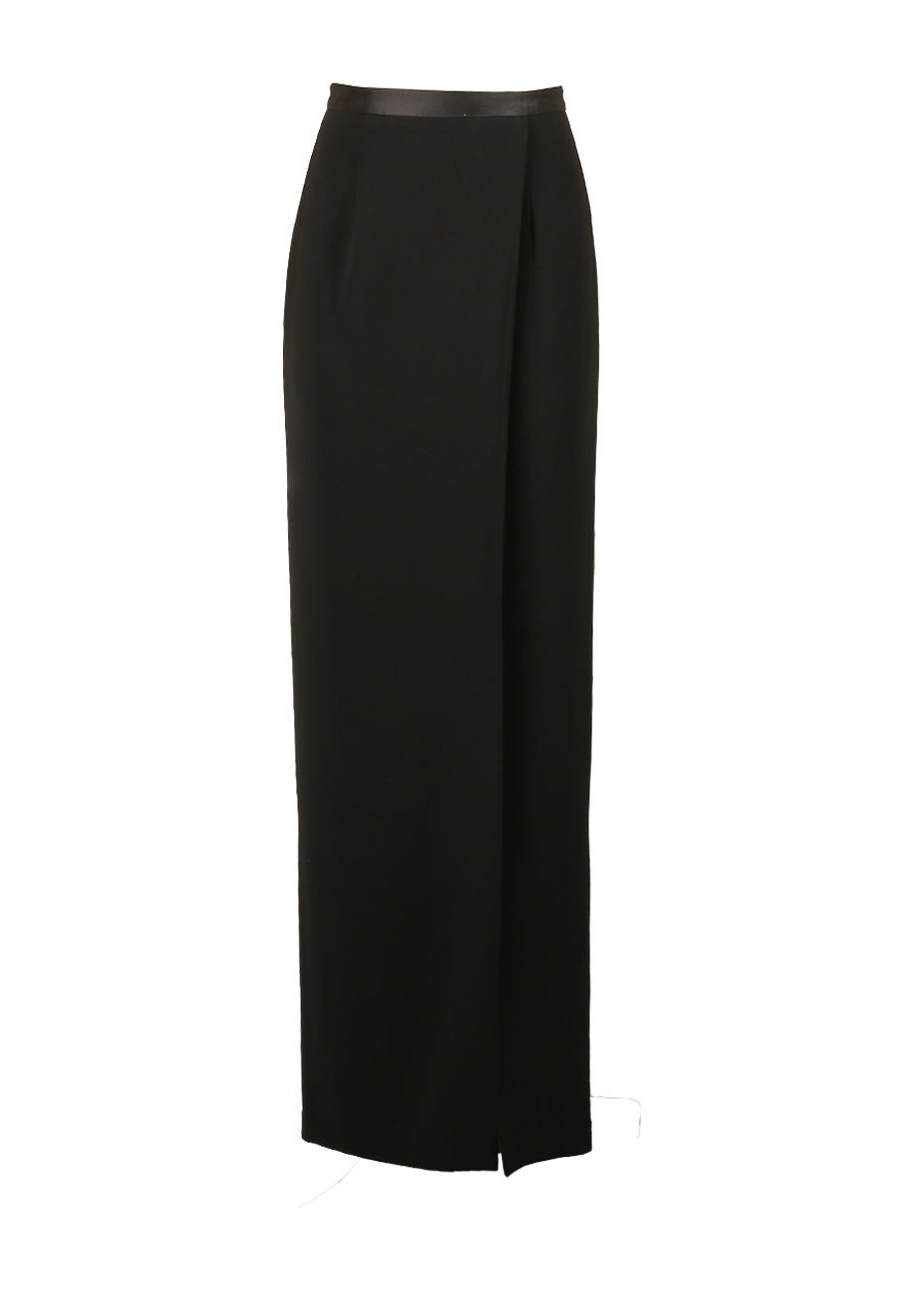Front Slit Column Skirt - Black Pink Tartan