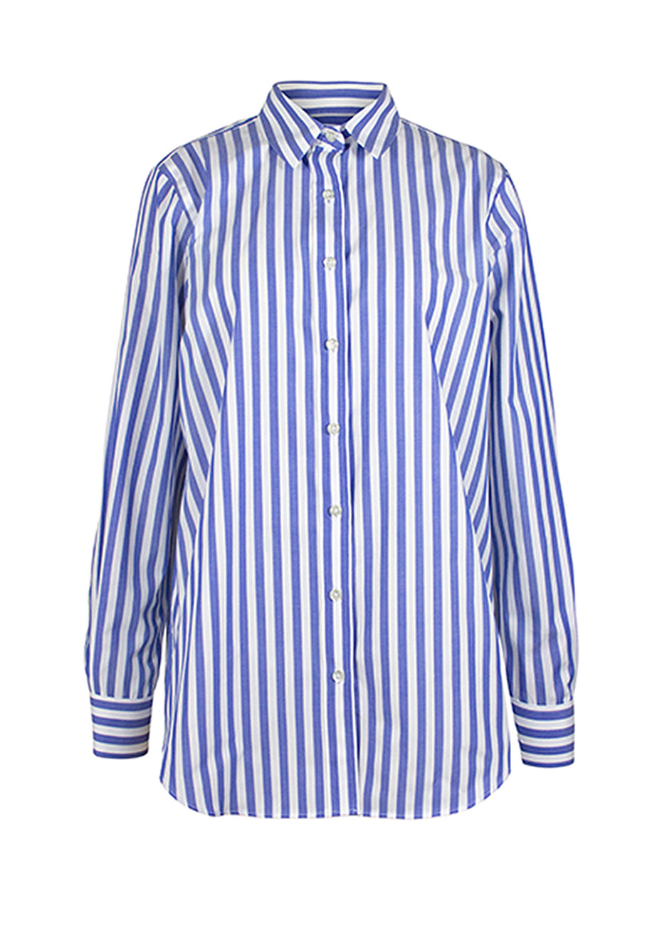 Boyfriend Stripe Shirt - Blue/White Pink Tartan