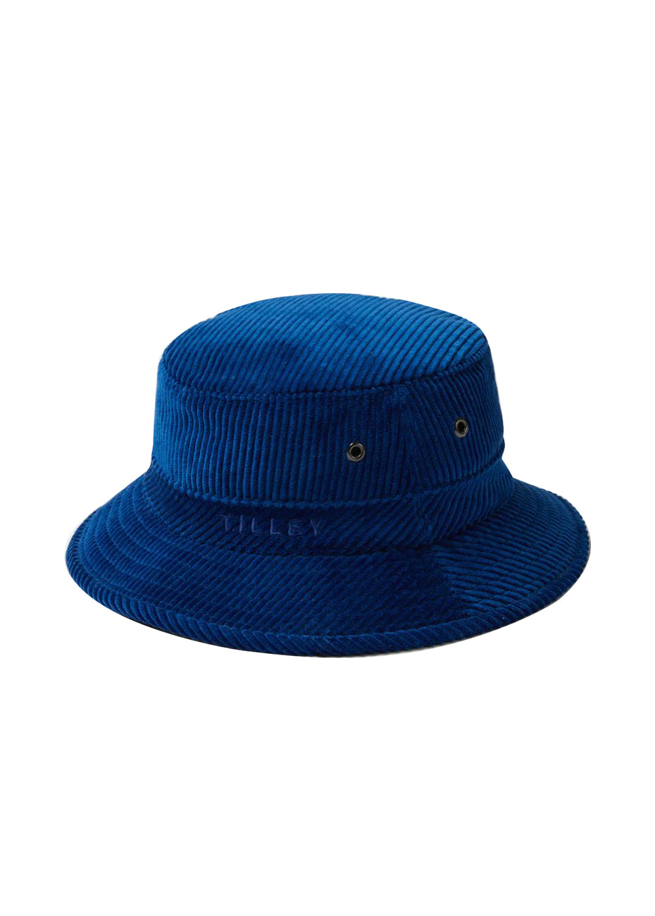 Tilley Italian Corduroy T1 Bucket Hat - Cobalt Pink Tartan