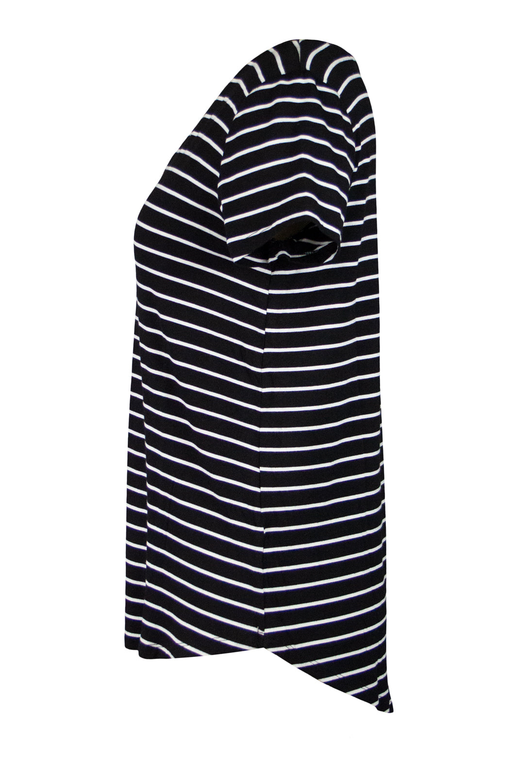 Logo Drape V-Neck T-Shirt -  Black & White Stripe Pink Tartan