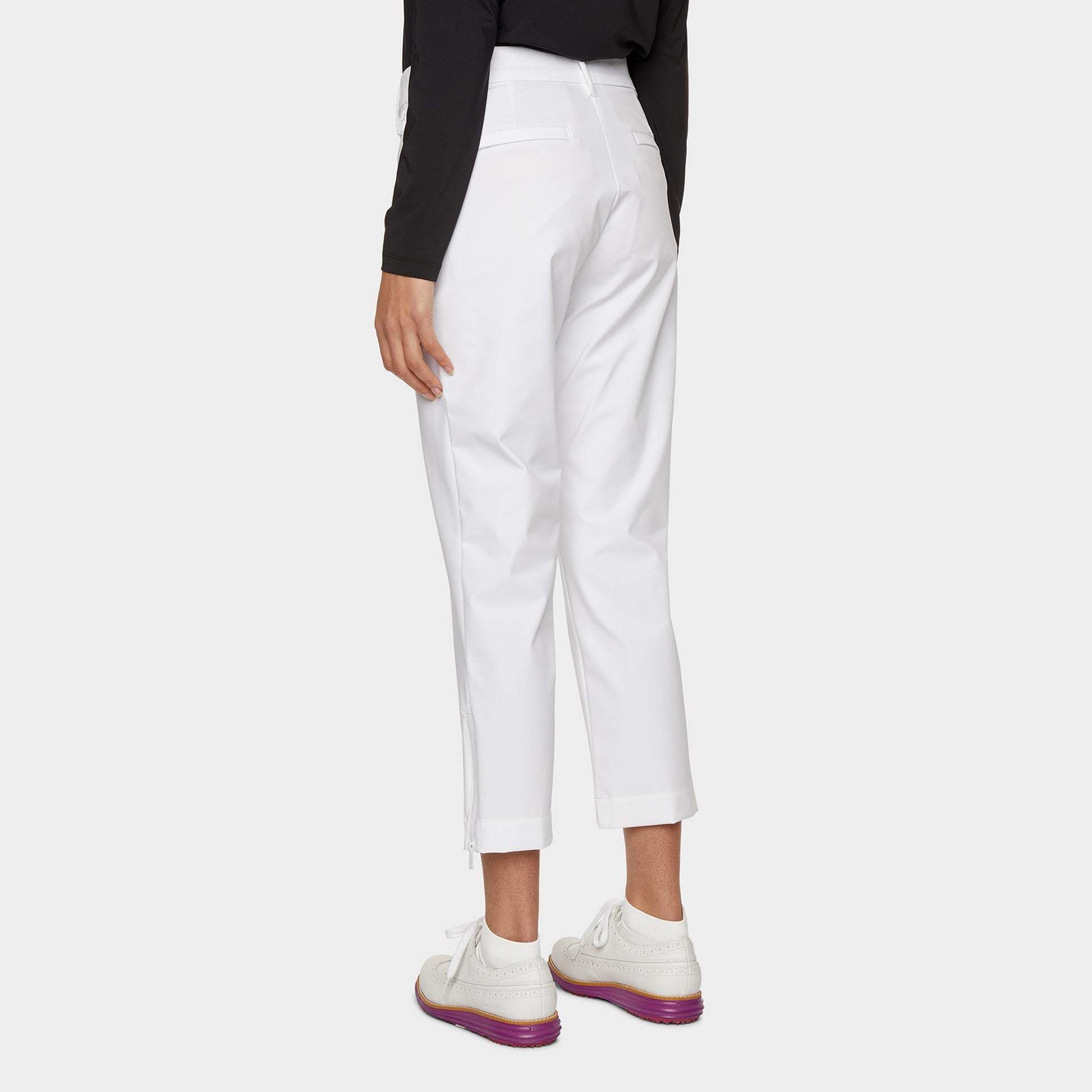 Golf Tech Crop Pant - White Pink Tartan