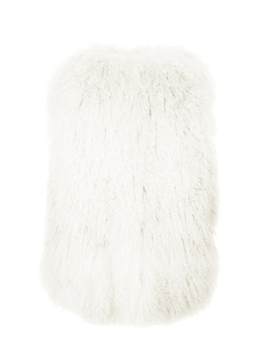 Mongolian Fur Vest - White Pink Tartan
