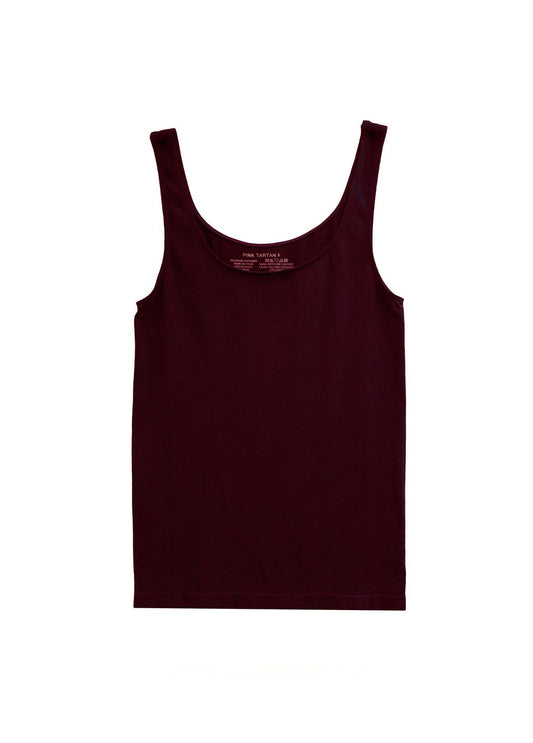 Seamless Luxe Tank - Burgundy Pink Tartan