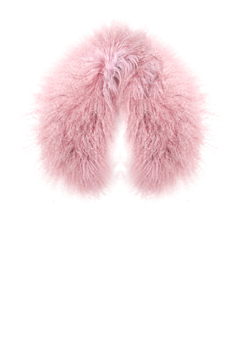 Mongolian Fur Collar - Pink Pink Tartan