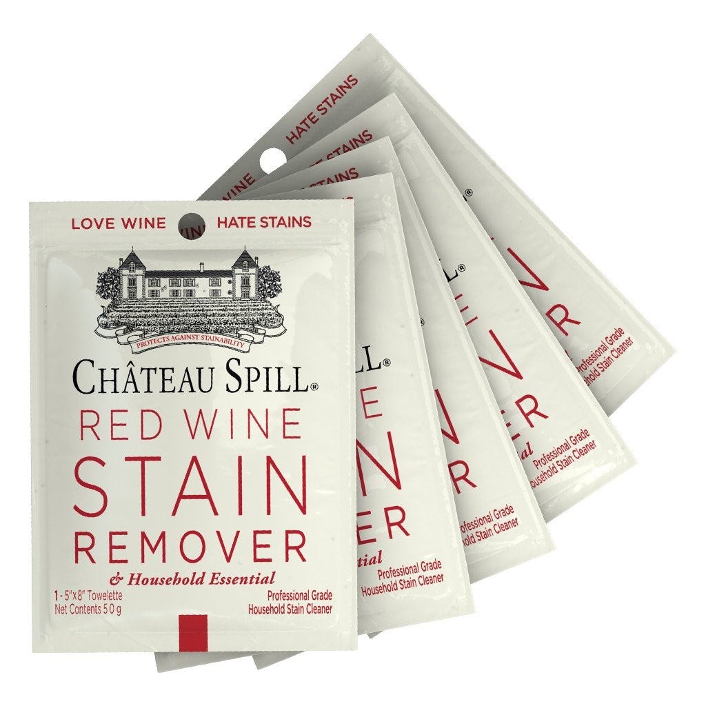 Red Wine Stain Remover - 5 Pack Towelette Pink Tartan