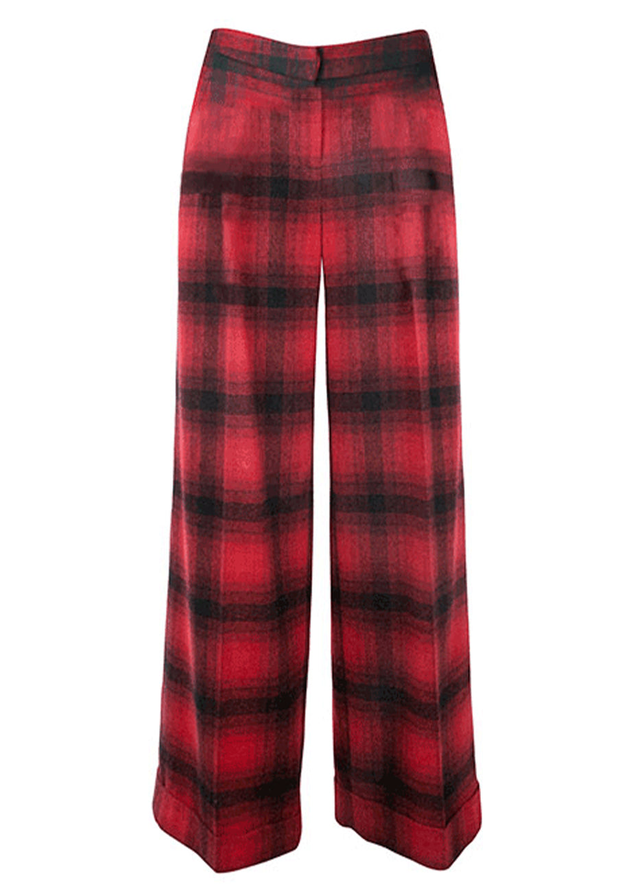 Flannel Pant - Red & Black Check Pink Tartan