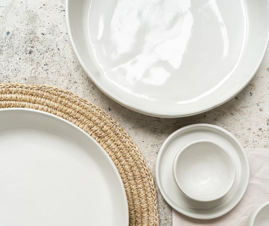 Serving Platter Handmade Porcelain Pink Tartan
