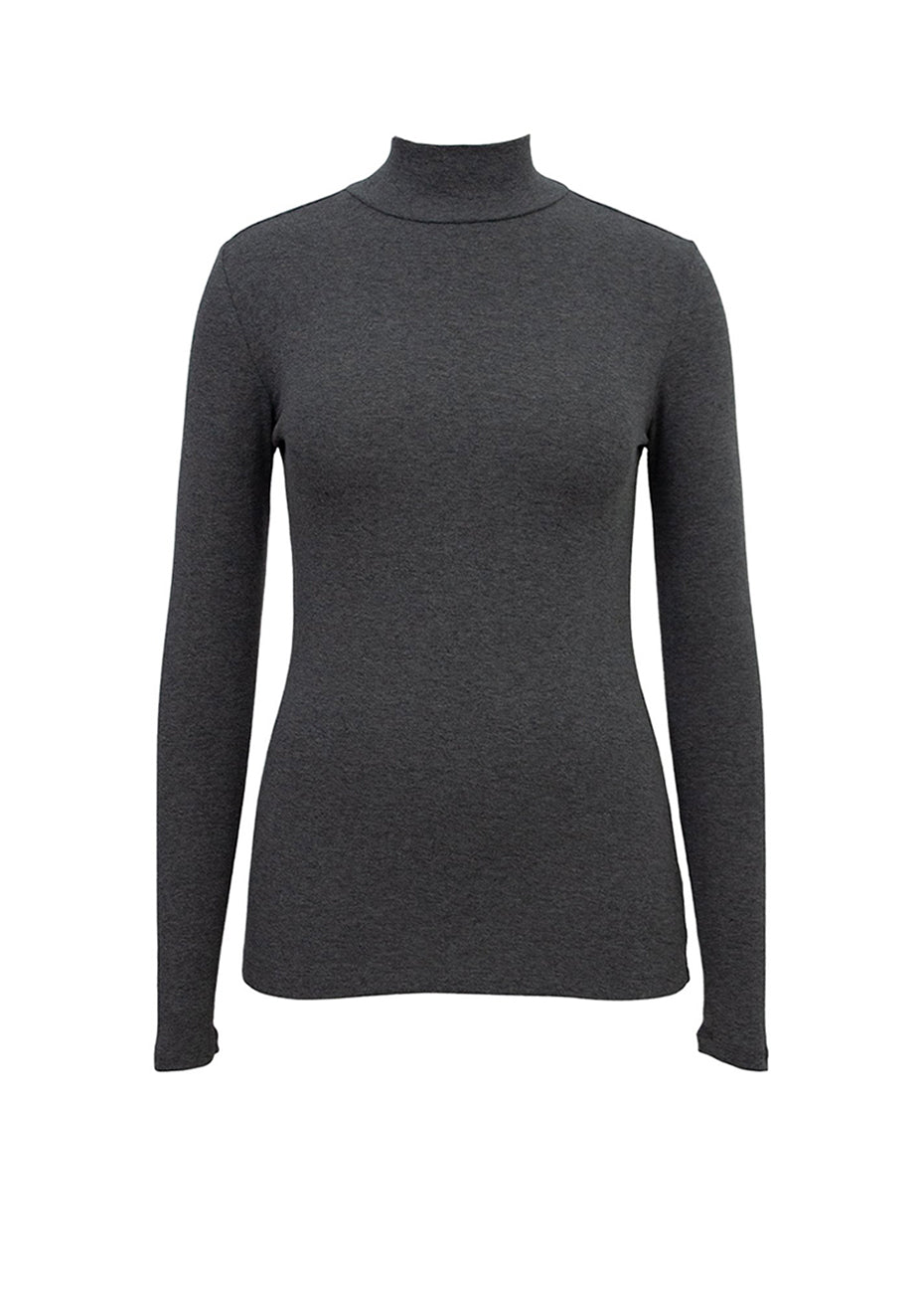 Essential Rib Mock Neck- Grey