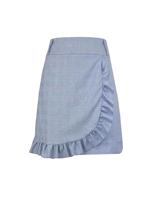 Ruffle Front Skirt - Prince of Wales Check Pink Tartan