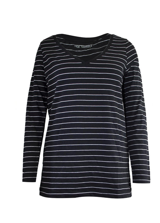 Side Slit Tunic - Black Stripe Pink Tartan